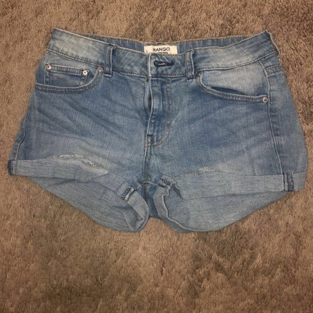 Medium Wash Pair of Denim Shorts